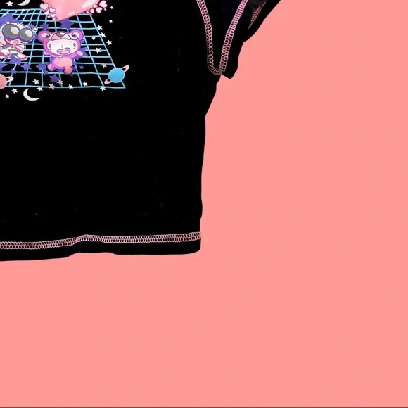 Cartoon graphic contrast stitch tee - Picture 3 of 4
